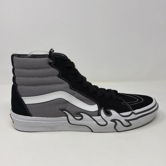 Vans Sk8-Hi Shoes Mens Size 11 Gray Black White Flame High Top Skate Sneakers main image 12